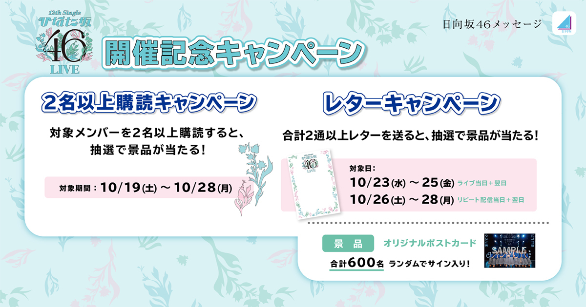 日向坂46メッセージ ひなた坂46LIVE 開催記念キャンペーン